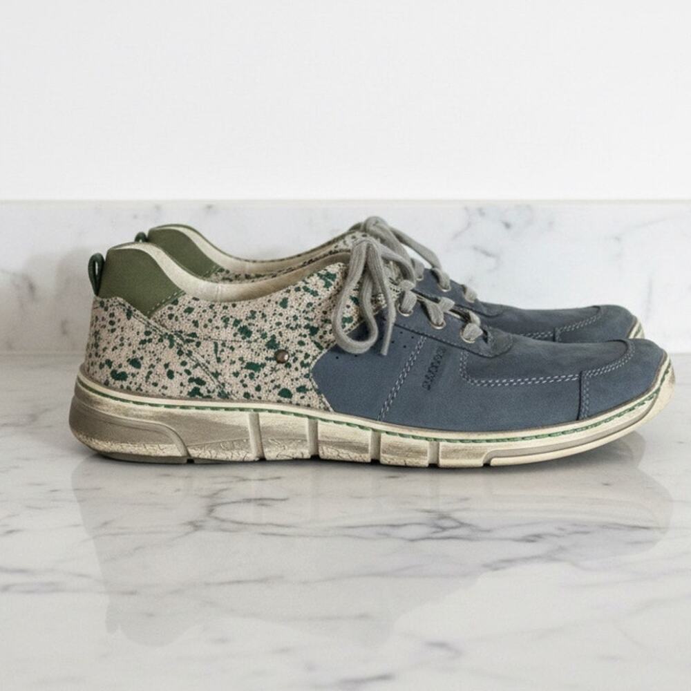 Kacper Leather Upper Blue Green Splatter Lace Up Comfort Shoes Men’s EU 42